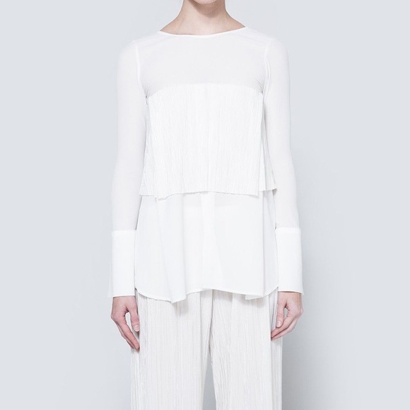 HOUSE OF SUNNY PEARL PLEAT LAYER WHITE  BLOUSE SIZE 4 NWT - Picture 2 of 9